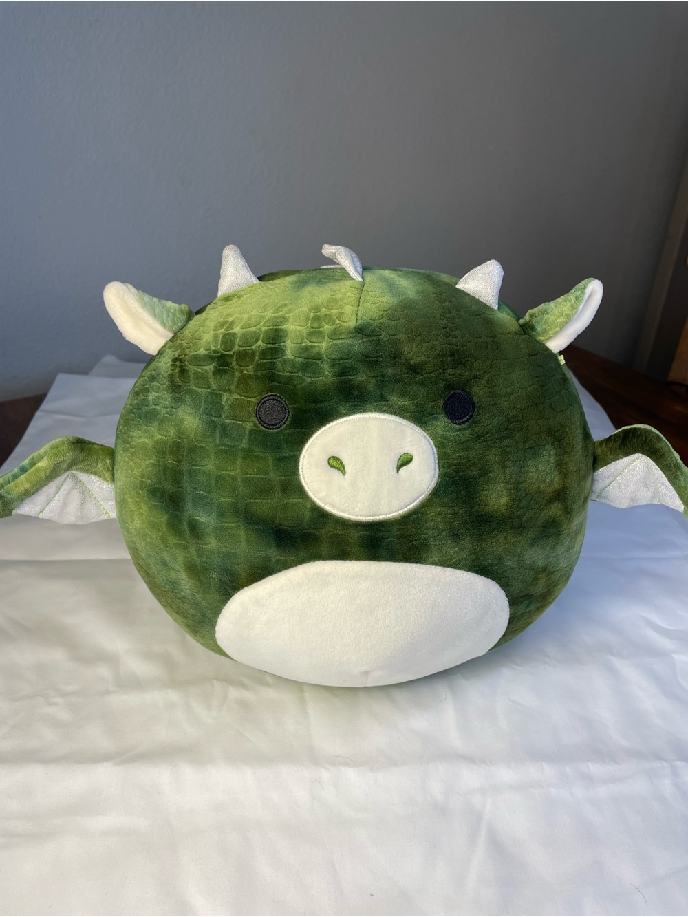 Squishmallows Green and White Duke the Dragon Plush Accent Pillow